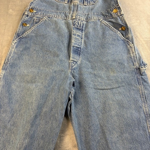 Carhartt Vintage Bibs Denim Carpenter Overalls Blue Wide Leg Men 34x26 47" Total - Picture 9 of 16